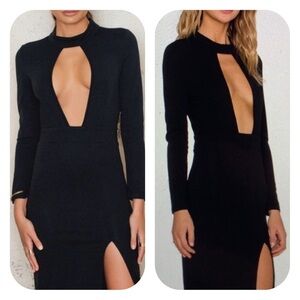 NWT Toby Heart Ginger x Revolve XS black plunge long sleeve mini dress